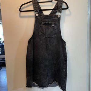 Denim overall dress acid wash